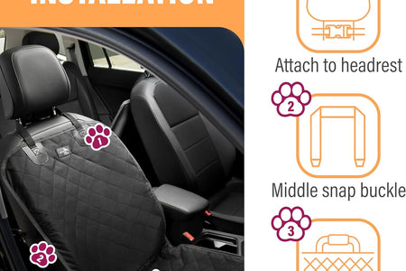 Front Dog Car Seat Cover for SUV, Trucks, Sedans. Waterproof Car Seat Covers for Dogs Front Seats Only. Car Seat Protector for Dogs - Orange