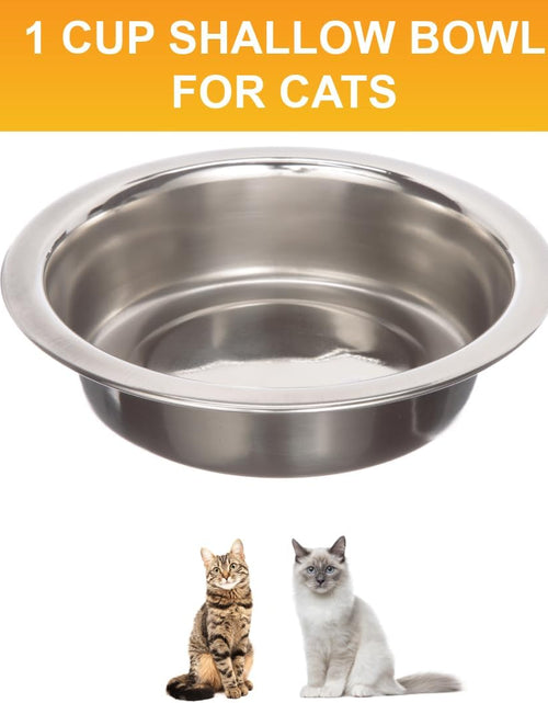 Load image into Gallery viewer, Stainless Steel Dog and Cat Bowls (2 Pack) Neater Feeder Cat Deluxe or Cat Express Extra Replacement Bowl (Metal Food and Water Dish) (1 Cup)
